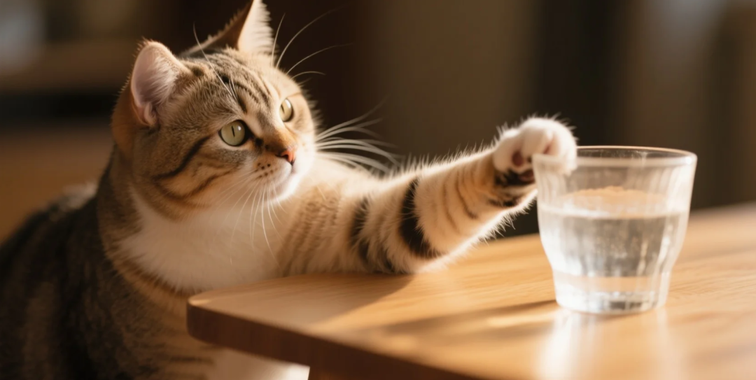 猫咪为啥老手欠把桌子上的东西推下去？原来真实原因是这样！